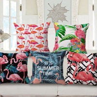 18'' New Style Flamingo  Cotton Linen Pillow Case Sofa Cushion Cover Home Decor   162723764995
